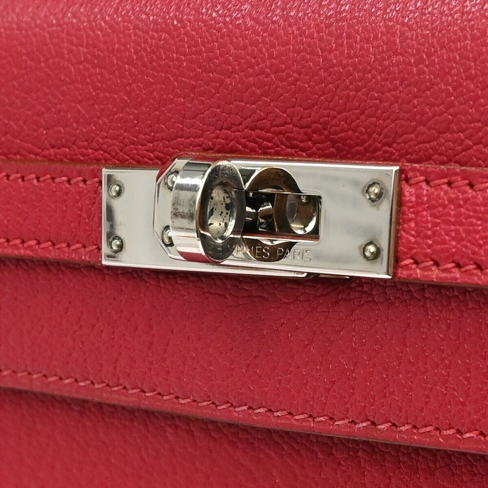 Hermes Kelly Red Chevre de Coromandel with Palladium Hardware 25 - Picture 7 of 14
